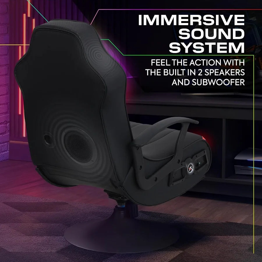 XRocker PC Computer Gaming Desk Chair with Built In Audio, Adj. LED Lighting, Foldable Design Ideal for Gaming