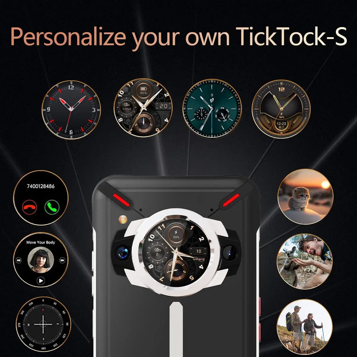 Unihertz TickTock S Rugged 5G Smartphone 8GB / 256GB Cell Phone 5200mAh  64MP Camera 30W 6.53" Screen Dimensity 700 Chipset