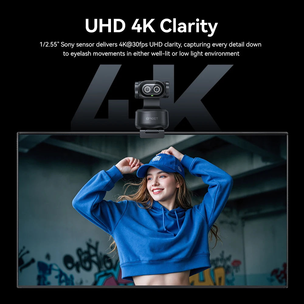 4K Webcam PTZ Web Camera EMEET PIXY Dual-Camera AI Tracking Video Camera for Streaming With SonySensor Gesture Control Autofocus **Ships from China**