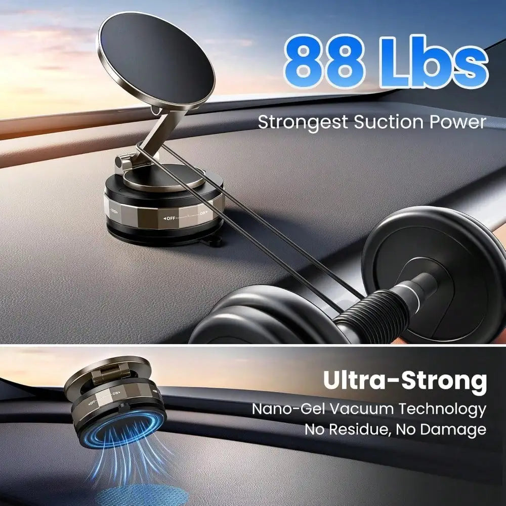 Vacuum Magnetic Phone Holder - Upgraded 360° Adjustable Nano Gel Suction Cup Phone Holder for MagSafe,