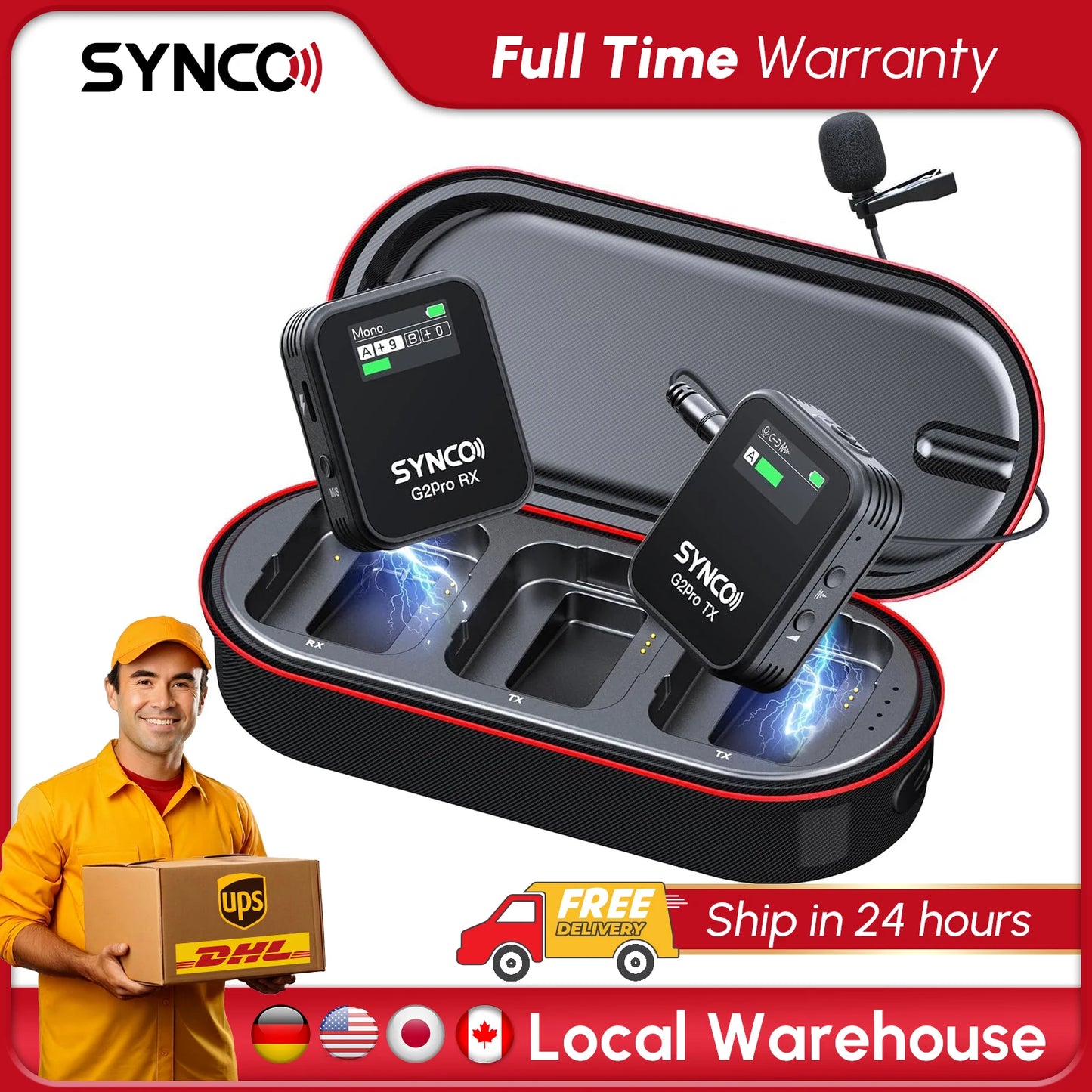 SYNCO Wireless Lavalier Microphone, G2(A1) Pro 2.4G Dual Wireless Lapel Microphone with Charging Case 656FT 8H for Vlog Live