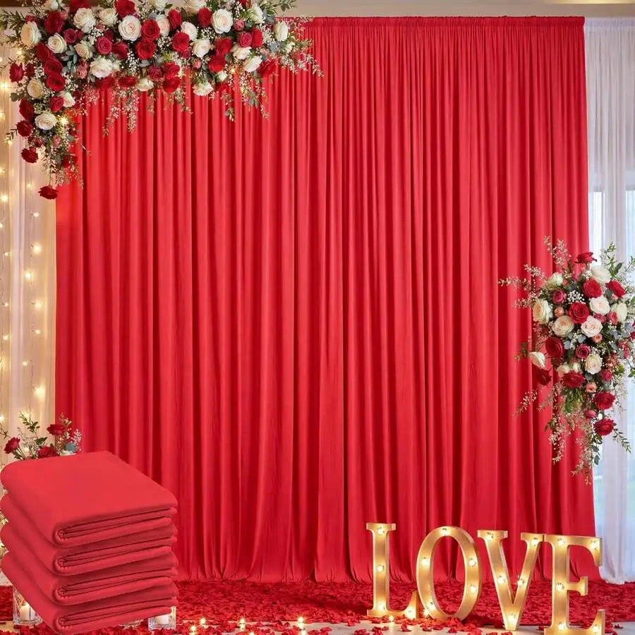 Red Polyester Curtain Backdrop For Party Wedding Photography Decor 5ft X 10ft Multiple Colors ** Drapes Only**
