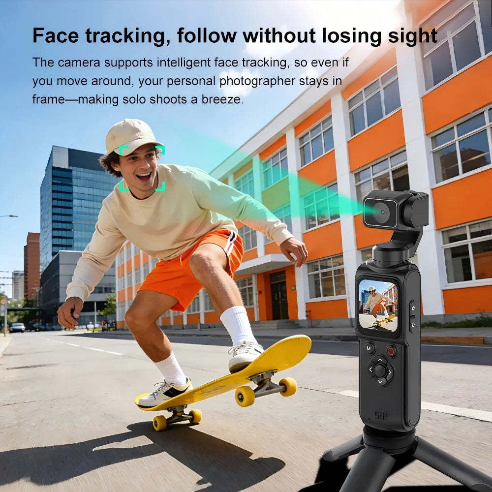 Regaton 4K Action Camera 330° Face Tracking Gimbal Stabilizer 1.72 Inch Touch Screen 64MP Pocket Digital Camera WiFi Sports DJ