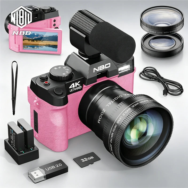 Professional Digital Camera NBD 4K Vlog Video Compact Camera with App Control WebCam Vintage Recorder YouTube