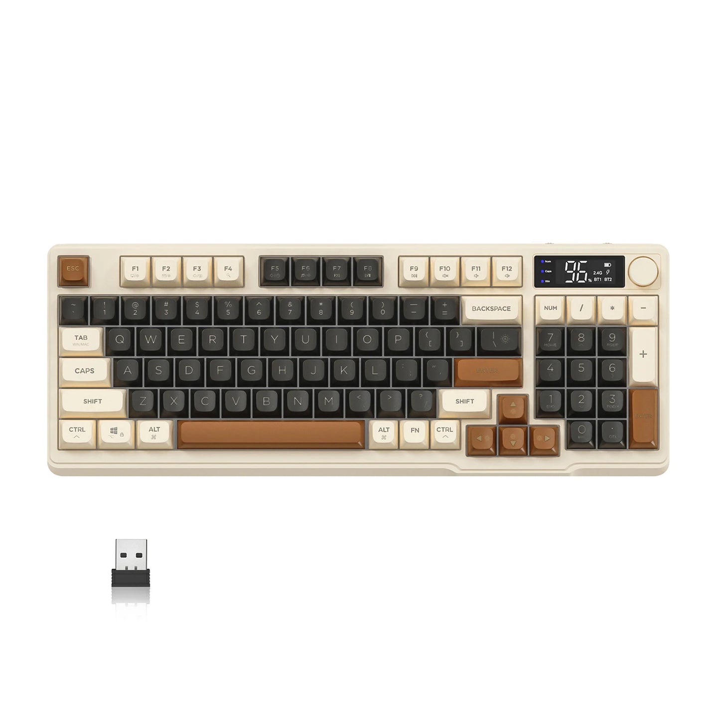 ZIYOU LANG Wireless Gaming Keyboard with Display Screen & Knob, Bluetooth/2.4GHz Quiet Membrane Keyboard, 3000mAh Rechargeable Multiple Flavors