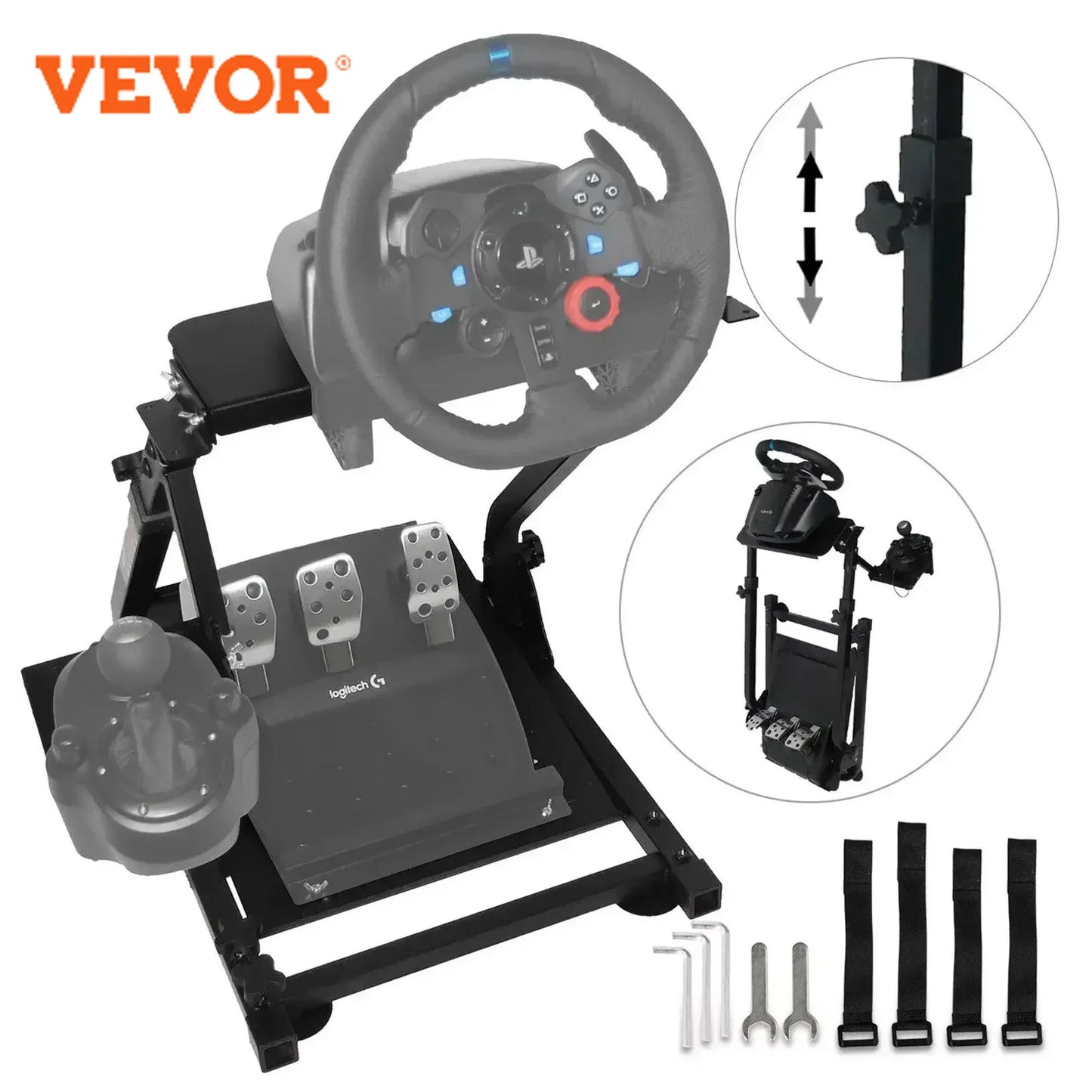 VEVOR Racing Simulator Self-Career Steering Wheel Stand for Logitech G25 G27 G29 and G920 Folding Steering Wheel Stand