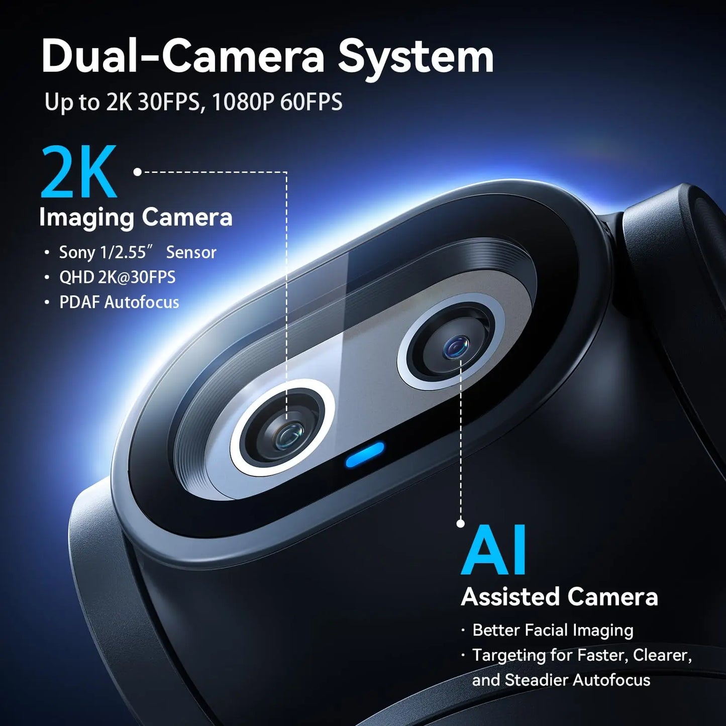 EMEET PIXY 2K Webcam, Gesture Control AI Tracking PTZ Camera With Sony Sensor,1080P 60fps Autofocus Webcam for Streaming OBS **Ships from China**