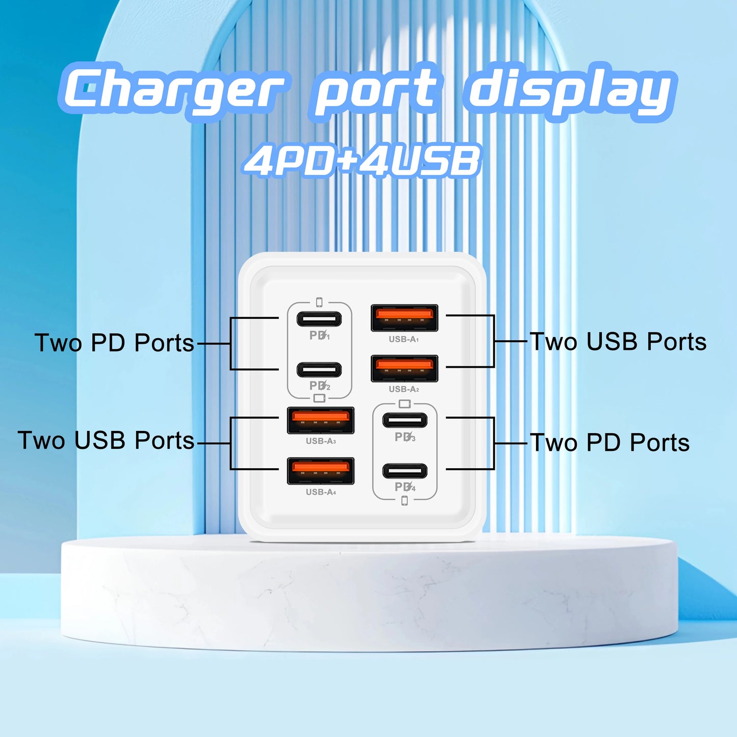 240W GaN USB C Charger 8 in 1 Fast Charging Phone Charger Power Adapter For iPhone Samsung Xiaomi Type C EU/US Plug Wall Charger **Ships from China**