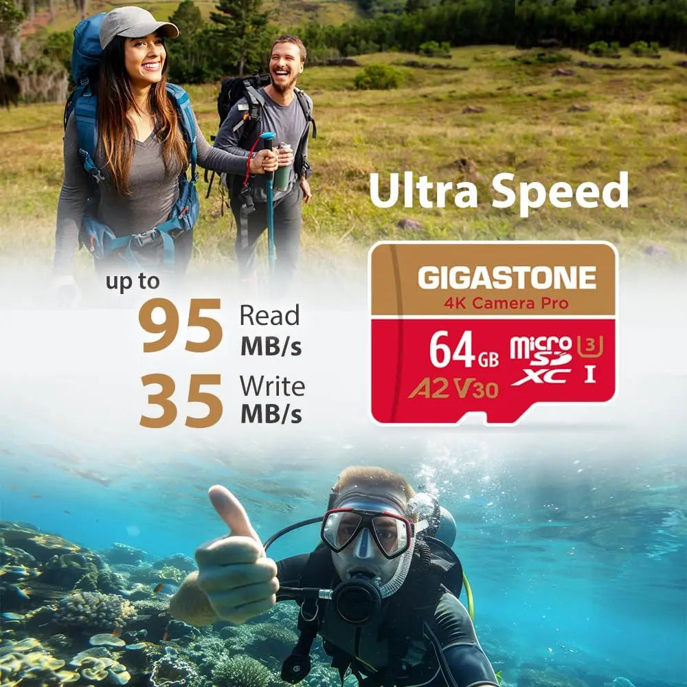 64GB Micro SD Card with 5-Year Data Recovery, UHS-I U3 A2 V30 for 4K Video Recording and Gaming on GoPro, DJI Drone, Nintendo
