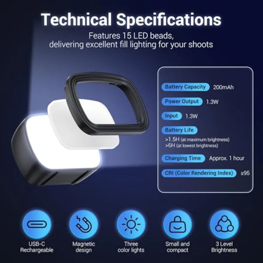 Rechargeable Magnetic Mini LED Video Light For Osmo Pocket 3