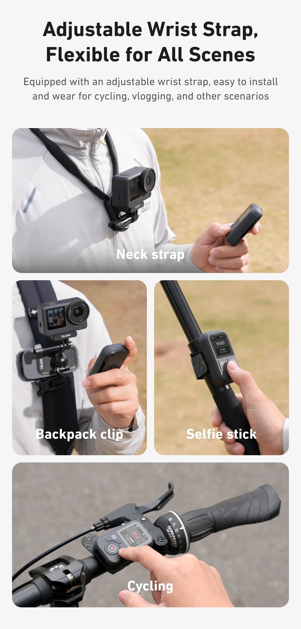 Telesin T13 Bluetooth Remote with 1.4-Inch Screen for DJ Osmo Action Camera