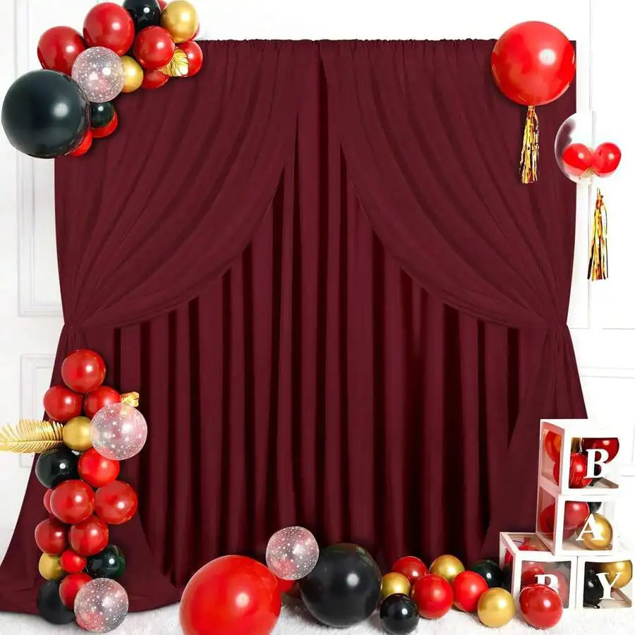 Red Polyester Curtain Backdrop For Party Wedding Photography Decor 5ft X 10ft Multiple Colors ** Drapes Only**
