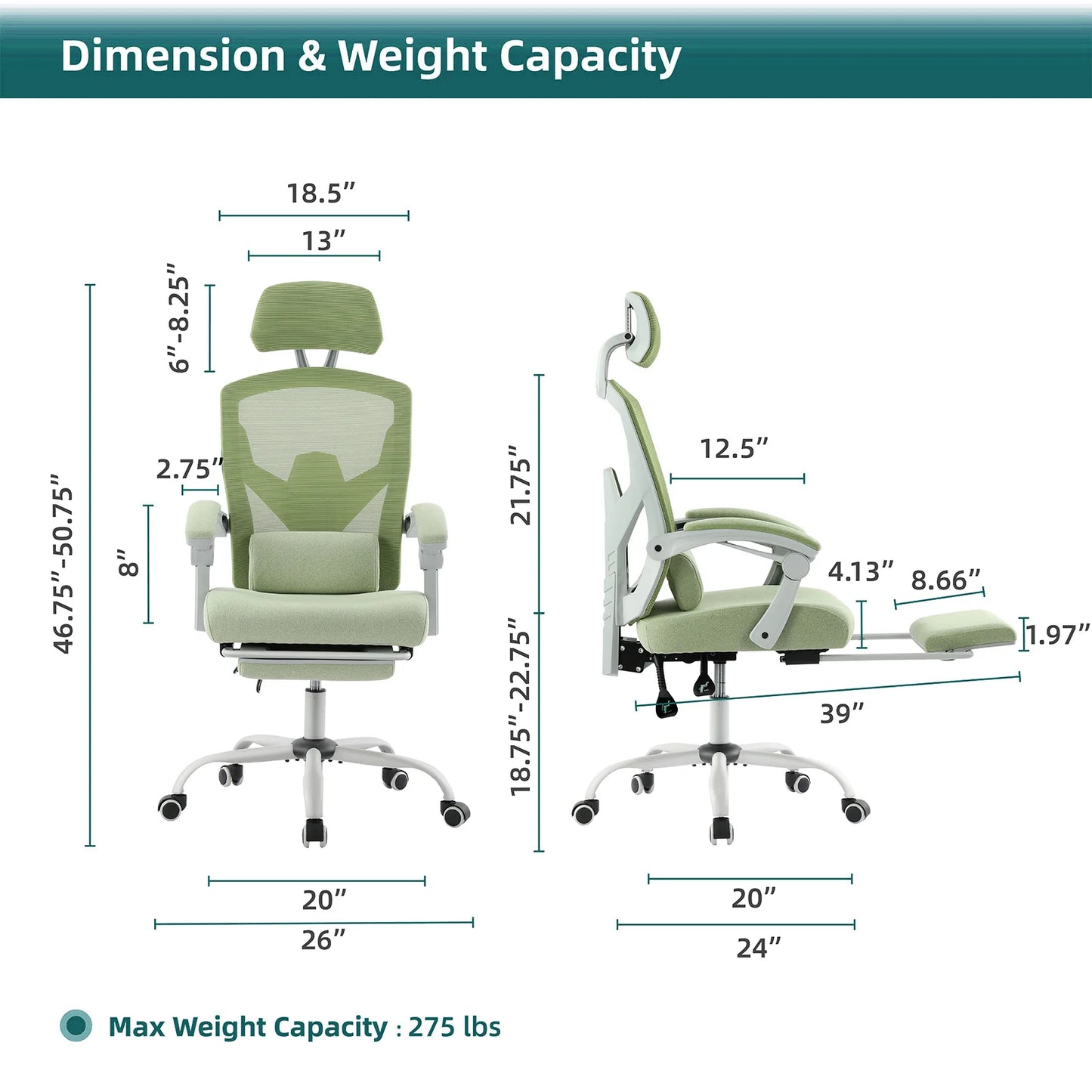 JHK Ergonomic Reclining High Back Mesh Living Room Rocking Gaming Chair Computer Desk Swivel Rolling  Lumbar Support Pillow, Multiple Colors