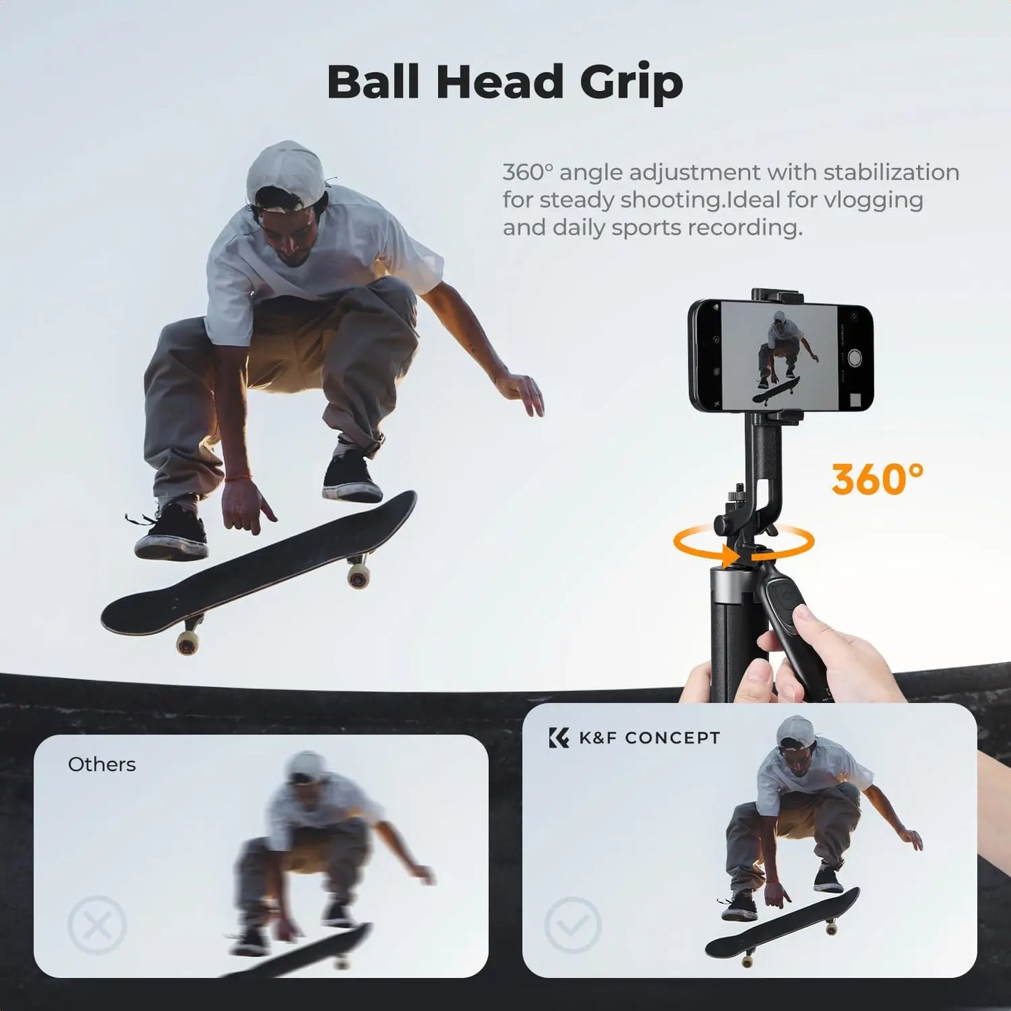 71" Phone Tripod, Auto Open Selfie Stick with 4 Legs & Stabilizing Handle, 360° Rotation Cell Phone Stand with Remote for iPhone