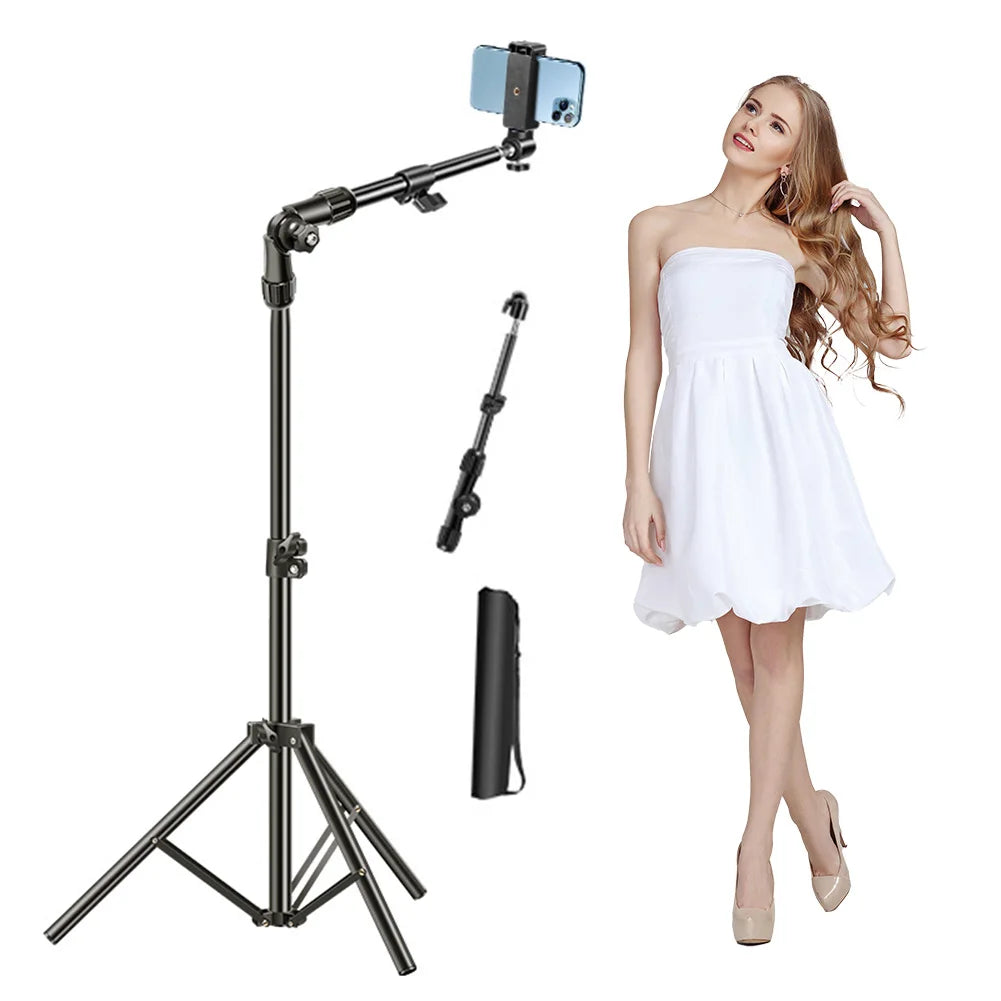 Adjustable Aluminum Smartphone Tripod With Horizontal Overhead Stand