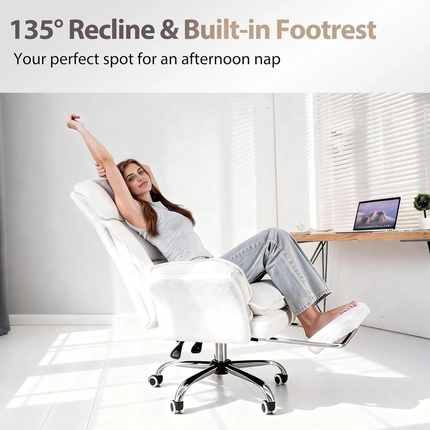 Big and Tall Office Chair, Executive Ergonomic Computer Gaming Chair with Foot Rest, Flip Armrests for Cross Legged, Multiple Colors