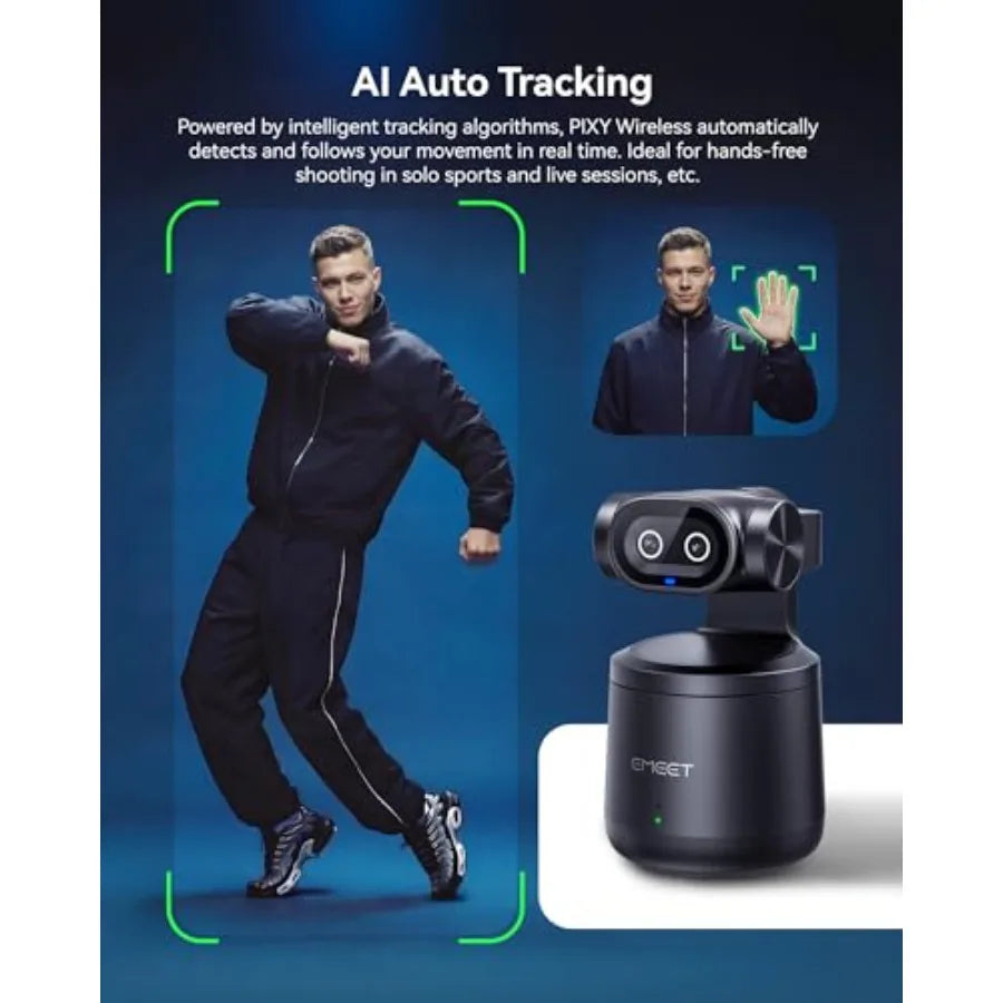 YouTube, Facebook, Twitch live streaming camera with 1/2.55 sensor, black aluminum body, AI tracking, gesture control, dual-lens
