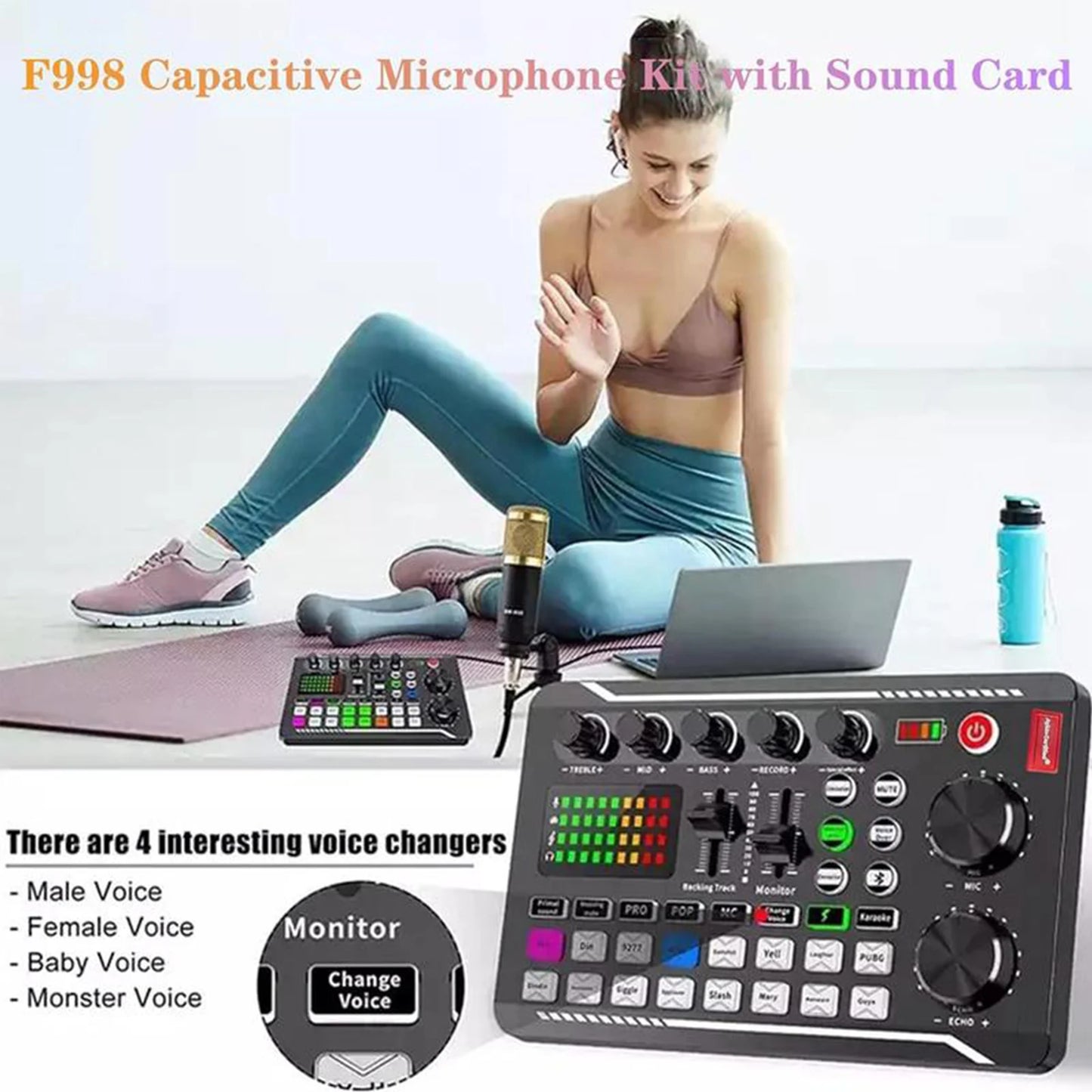 Condenser Microphone With Sound Card Audio Mixer For Live Streaming
