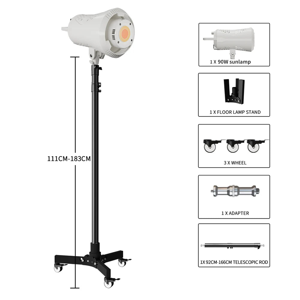 SH  220V 90/115/135W Photography COB Video Light With pulley bracket Daylight-Balanced Sun Lamp for Portrait Flash Studio