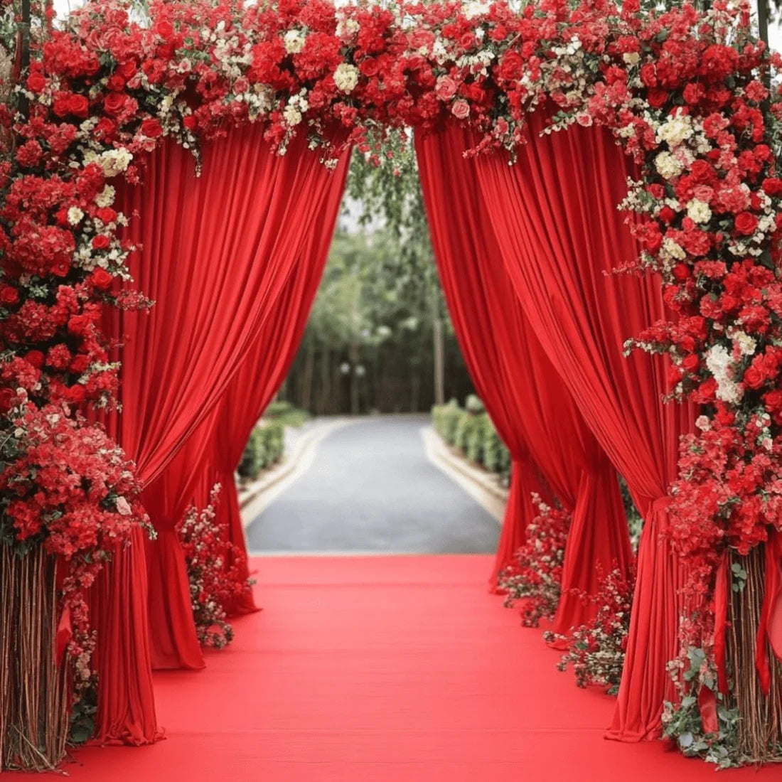 Red Polyester Curtain Backdrop For Party Wedding Photography Decor 5ft X 10ft Multiple Colors ** Drapes Only**
