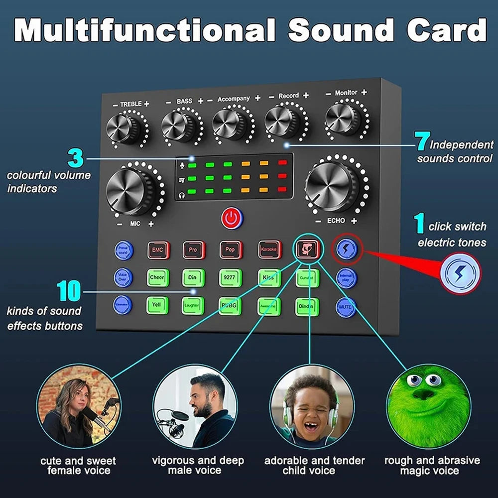 H96 V8S Professional Live Sound Card Microphone Kit