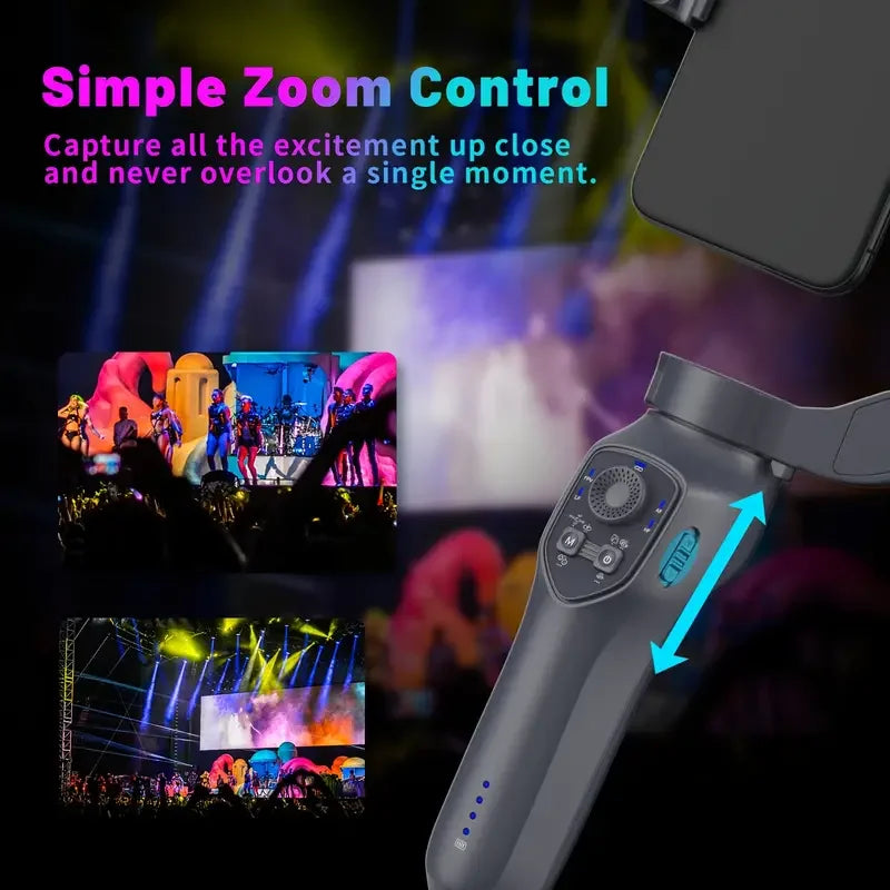 COMITOK L7C 3-Axis Smartphone Gimbal Stabilizer With AI Tracking Module & RGB Fill Light Version Foldable Portable with Face Object Tracking Compatible iPhone Android Anti-Shake Support Panorama Time-lapse Vlog Shooting