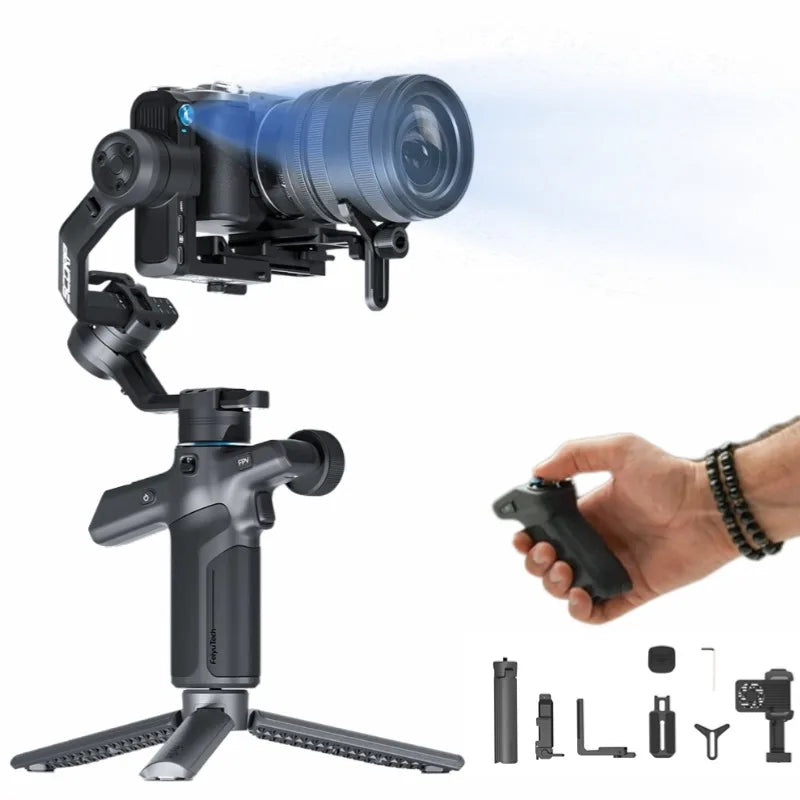 FeiyuTech SCORP Mini 3 Pro 3-in-1 Gimbal for Mirrorless, Action Cams and Smartphones with AI Tracking, 2 kg Load, 14 h Battery