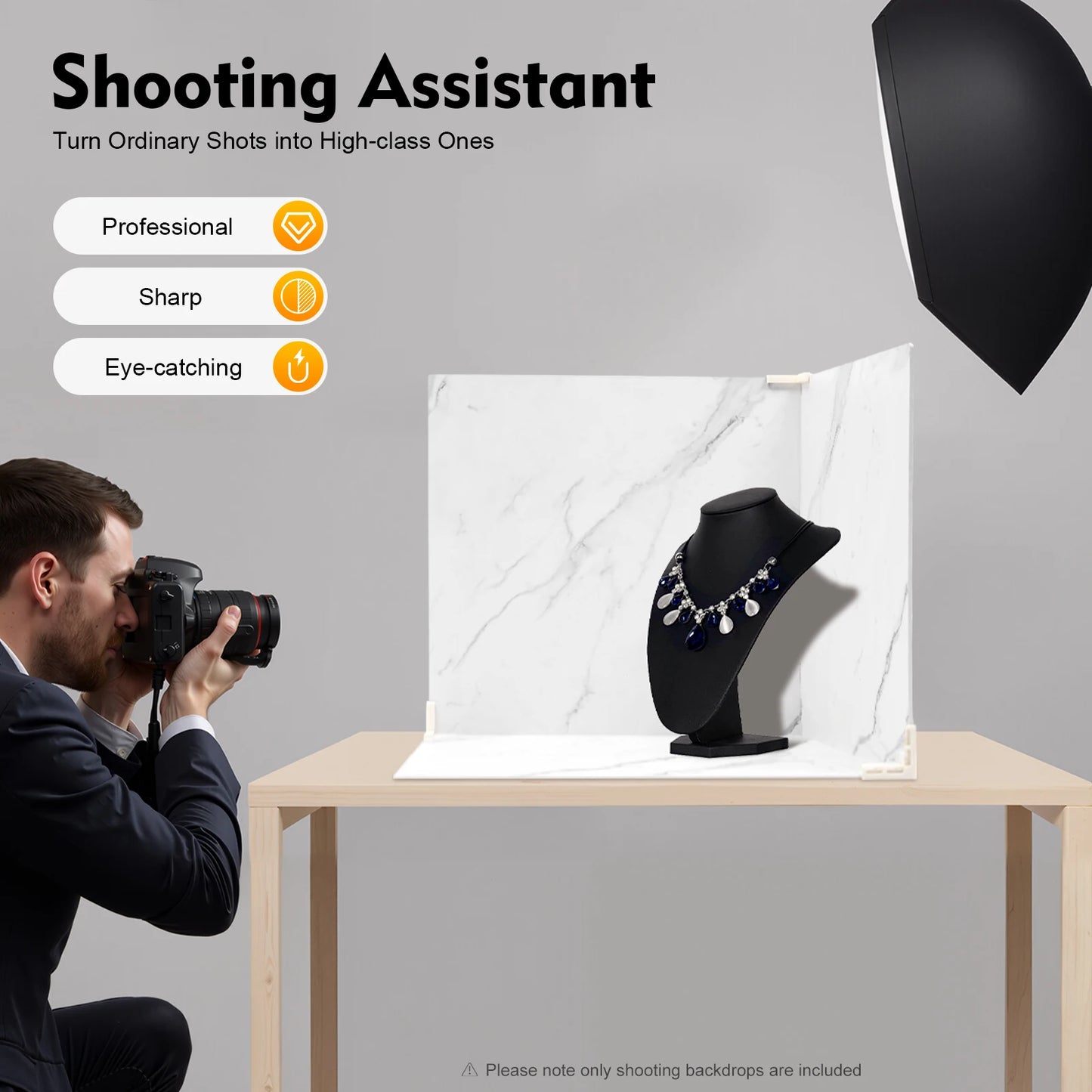 3PCS Shooting Backdrop 60*60 cm White&marbling 2 Sided Photography Background Board PVCProduct Photographic Prop