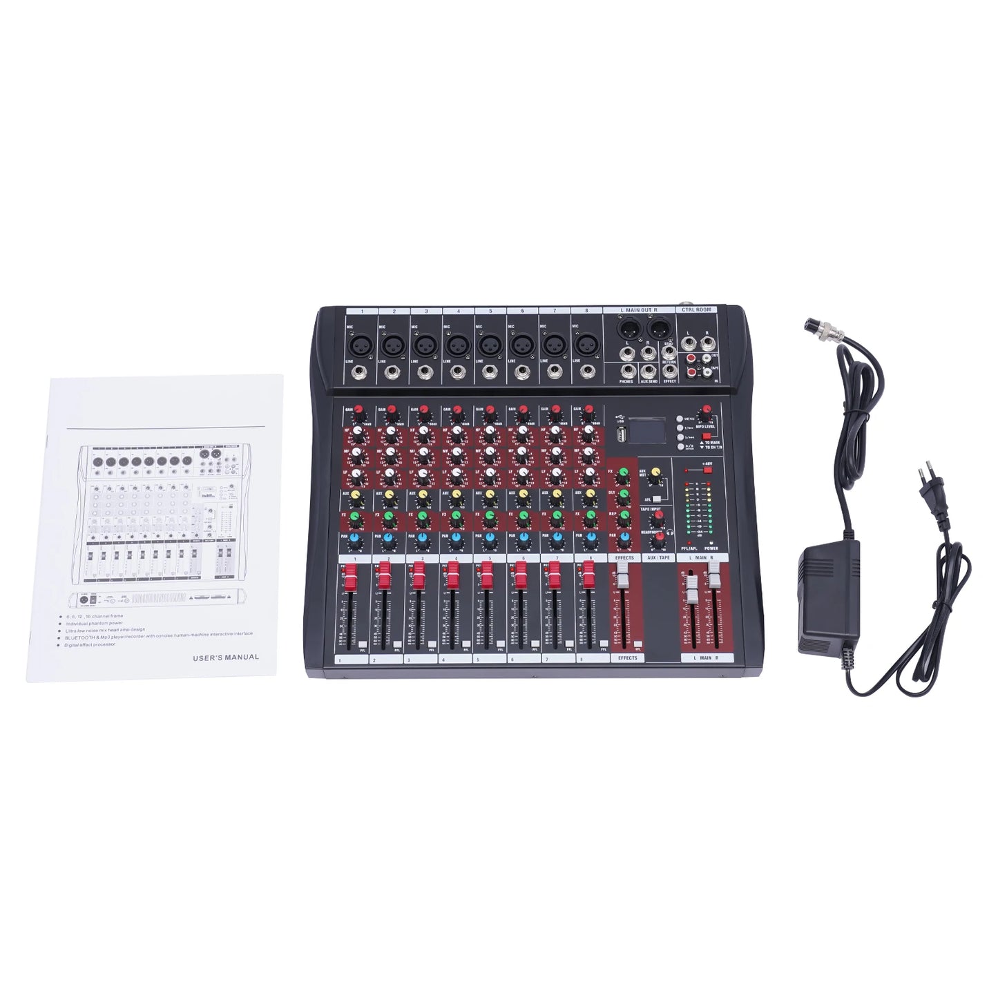 Bymaocar Professional Audio Mixer With Bluetooth USB Recording