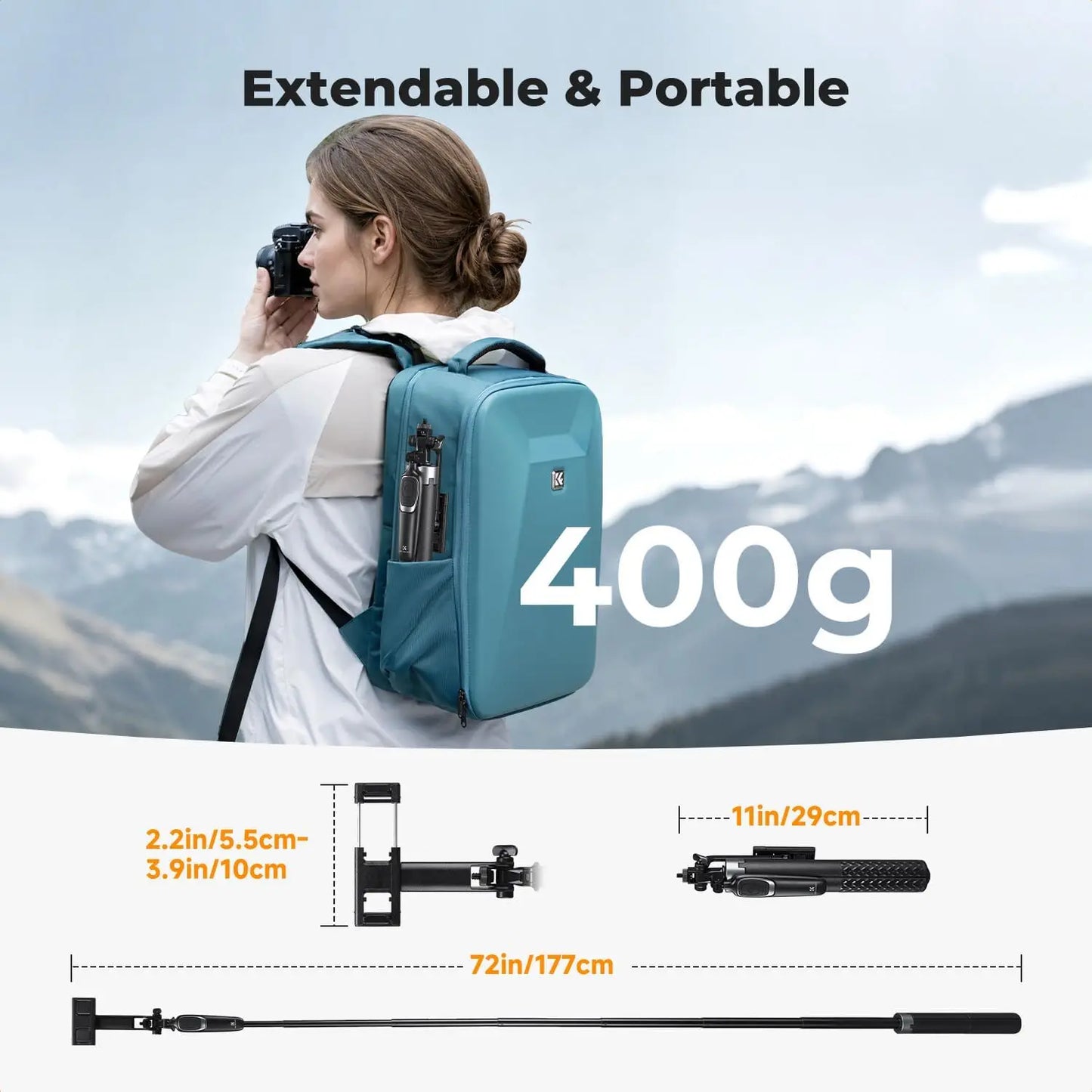 71" Phone Tripod, Auto Open Selfie Stick with 4 Legs & Stabilizing Handle, 360° Rotation Cell Phone Stand with Remote for iPhone