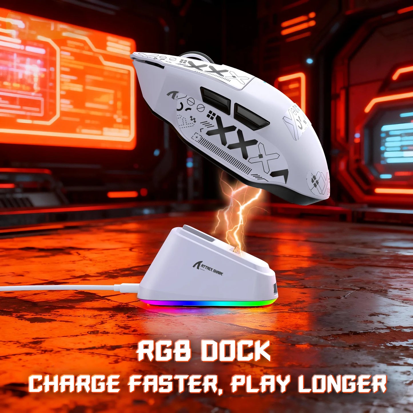 ATTACK SHARK V6 65g Wireless Gaming Mouse RGB Magnetic Charging Dock Wireless/Wired Mouse 1K Polling PAW3311 Multiple Colors