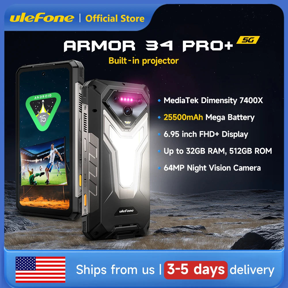 ULEFONE Armor 34 Pro Plus 5G Rugged Phone With Projector