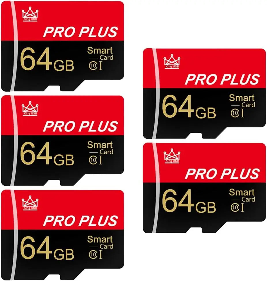 5-Pack 64GB High-Speed TF Memory Cards with Adapter for Phones, Cameras, Gaming