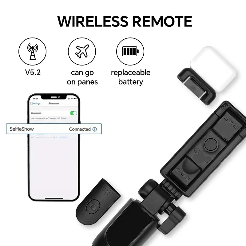 Scalable Phone Selfie Stick With Built-in Fill Light Telescopic Phone Selfie Stick With Built-in Light, Professional Live Stream Multiple Colors