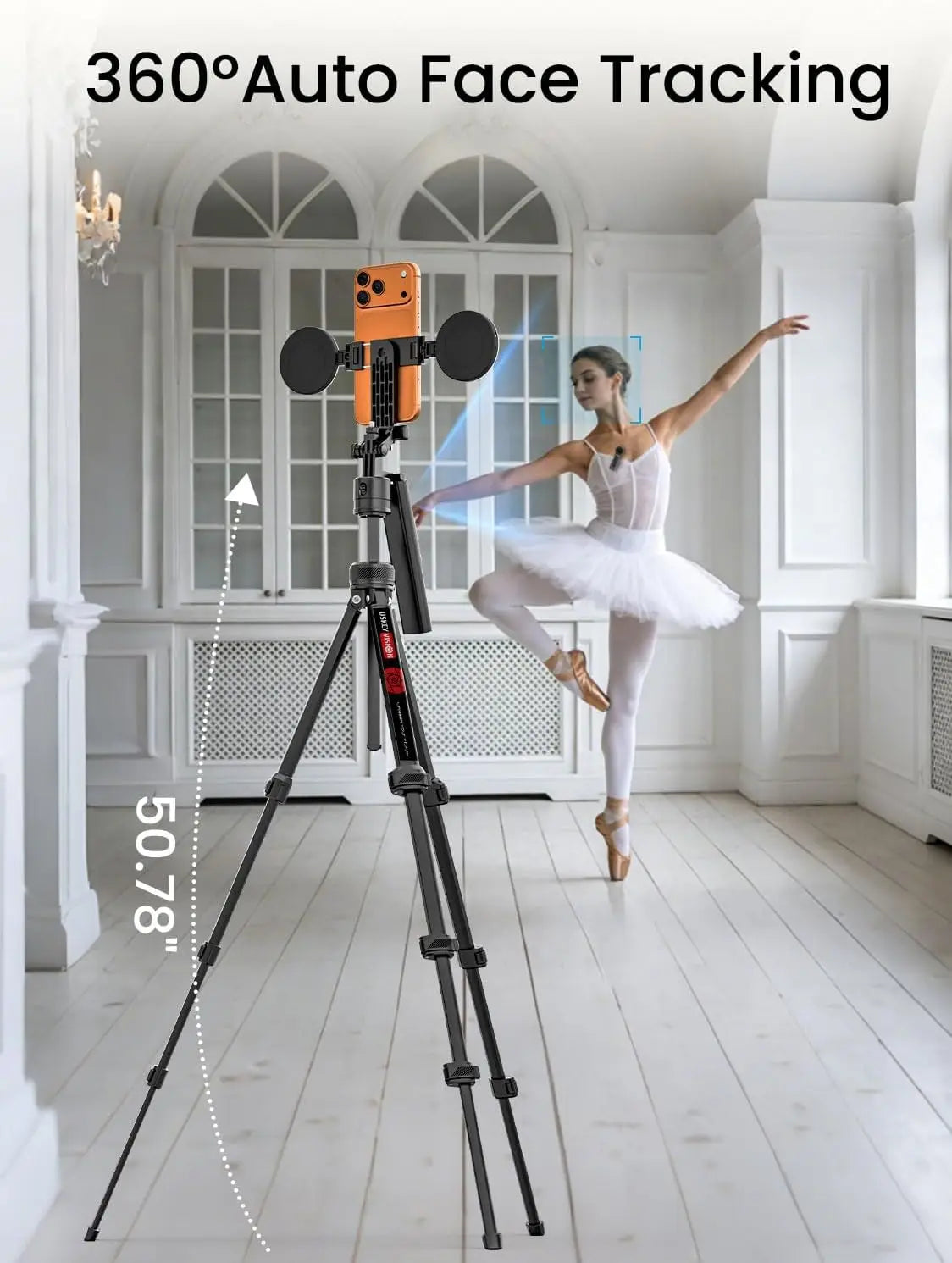 Vlogging Kit with Remote, Auto Face Tracking Tripod for iPhone, Wireless Lavalier Microphone, YouTube Starter Kit