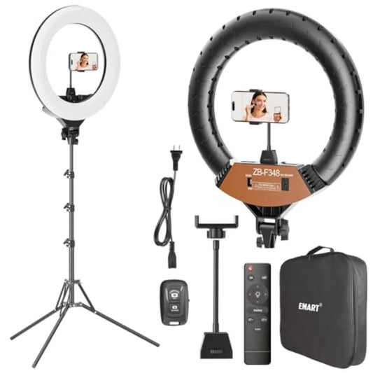 18-inch Ring Light with Stand, 2800-6500K LED Photography Lighting Kit with Phone Holder, Selfie Light for Vlog Live Streaming