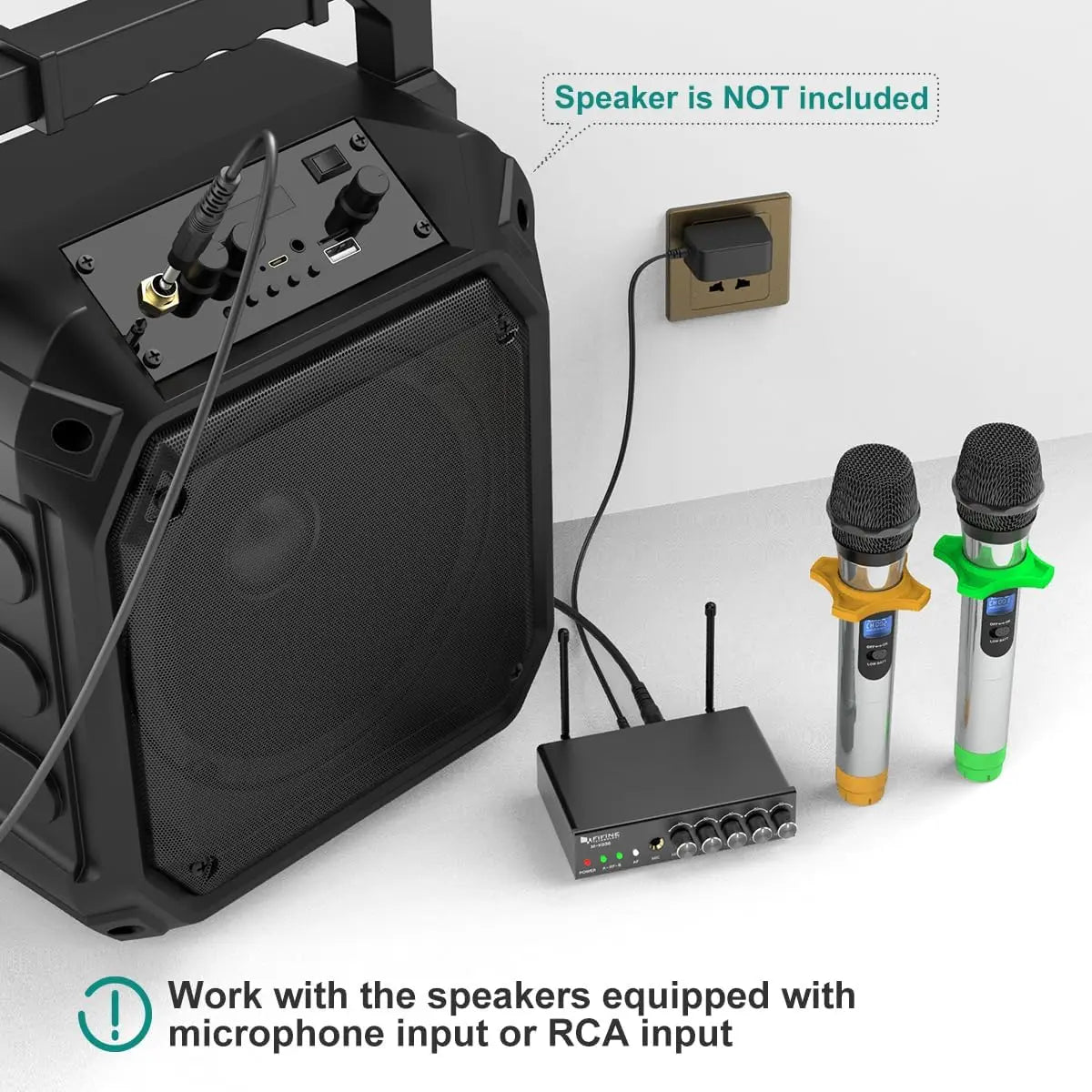 UHF Dual Channel Wireless Handheld Microphone System for Karaoke, Party, Church, School - Easy Setup, 80ft Range