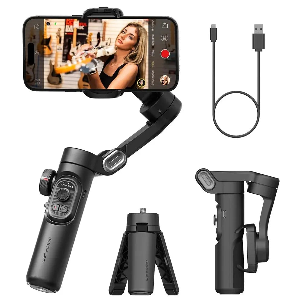 AOCHUAN 3-Axis Handheld Gimbal Stabilizer SmartXE for Smartphone for iPhone Android AI Face Tracking TikTok Vlog **Ships from China**