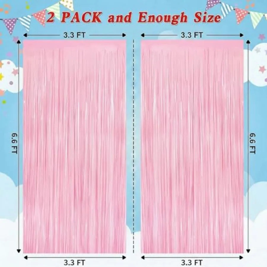 2 Pack Tinsel Backdrop, Metallic Foil Fringe Backdrop Curtains, Streamer Backdrop  ** Drapes Only**