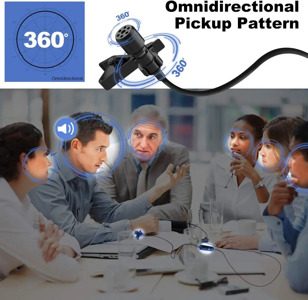 Synco 6m Lavalier Microphone, Lav-S6E Lapel Microphone with Clip Omnidirectional Capacitor Mini Clip Microphone with Cable