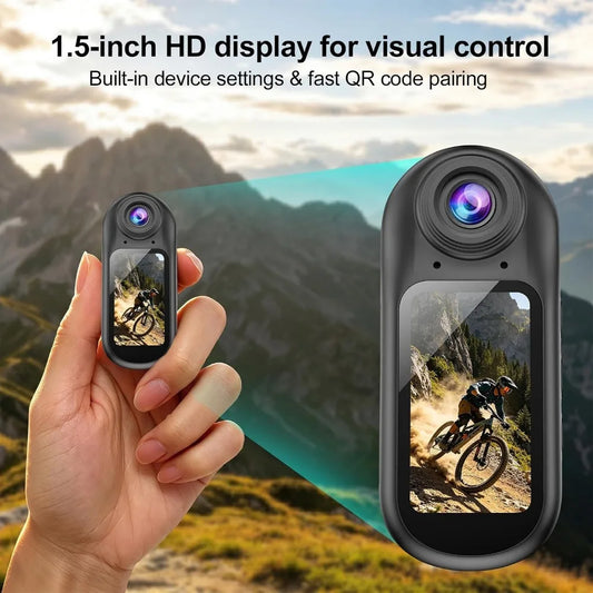 4K Body Camera, 1.5" Screen, 6-Axis Stabilization, WiFi/Bluetooth, Helmet/Sports POV Wearable