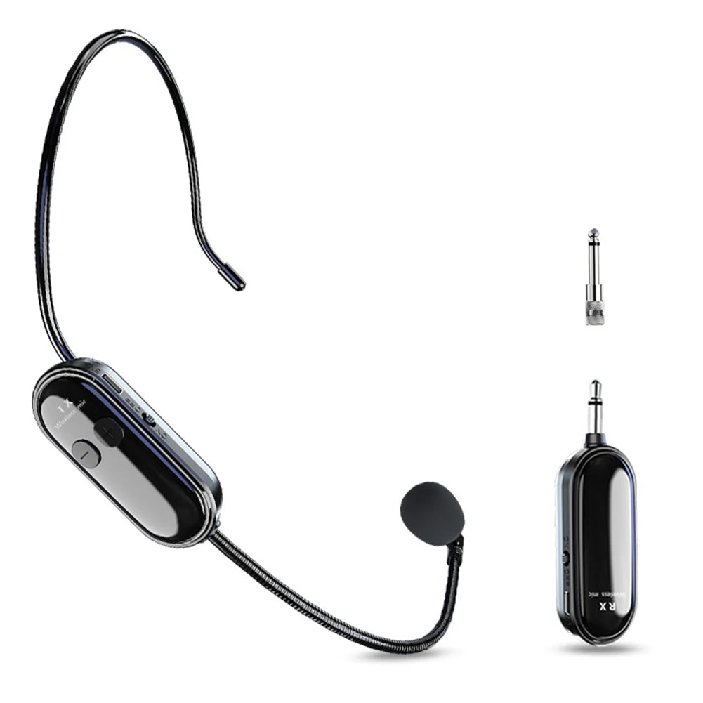 2.4G Wireless Microphone Headset Long Range Mic System Head Handheld Mic 2 in 1 for Voice Amplifier Stage Speakers Teach