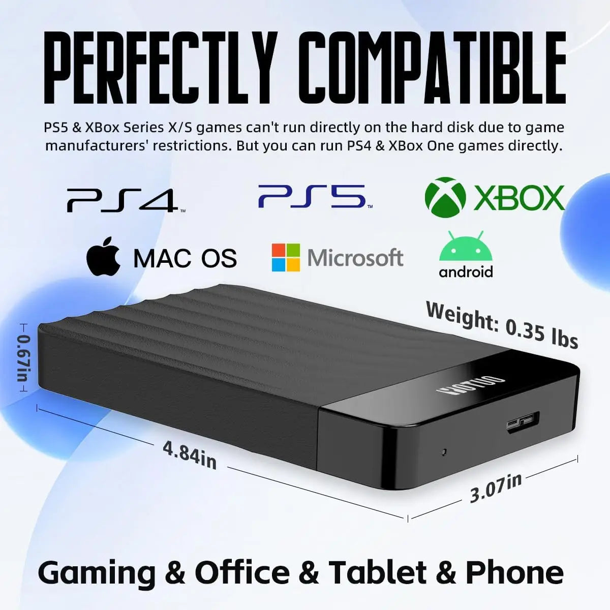 Portable 1TB External Hard Drive USB 3.0 USB-C for PC Mac PS4 Xbox Gaming Storage