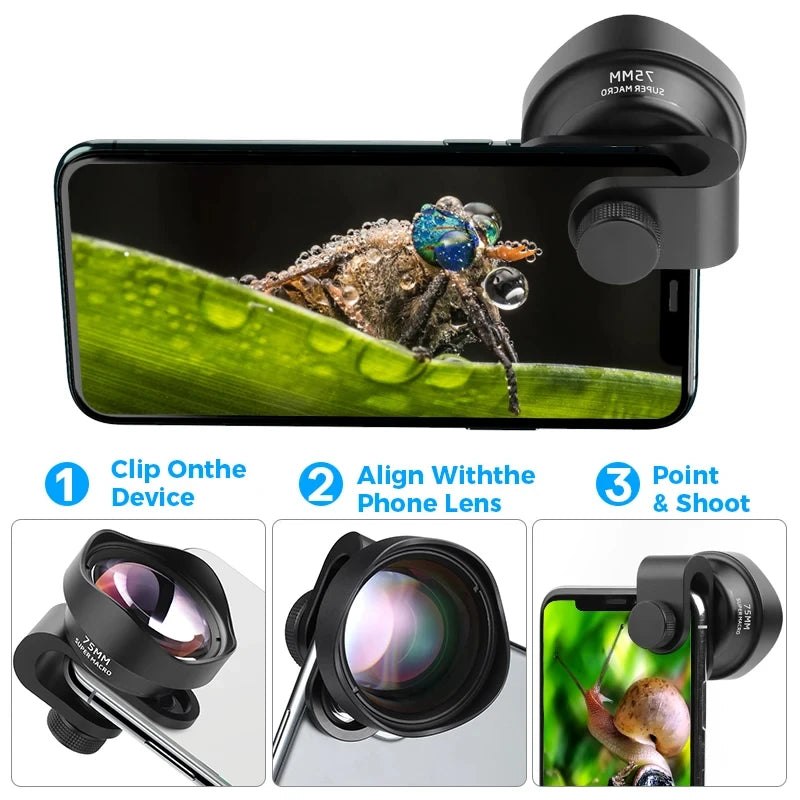 ULANZI 10X Macro Phone Camera Lens Universal Lens for iPhone 16 15 14 13 12Pro Max/XR/XS Max All Android smartphone Phone Lens