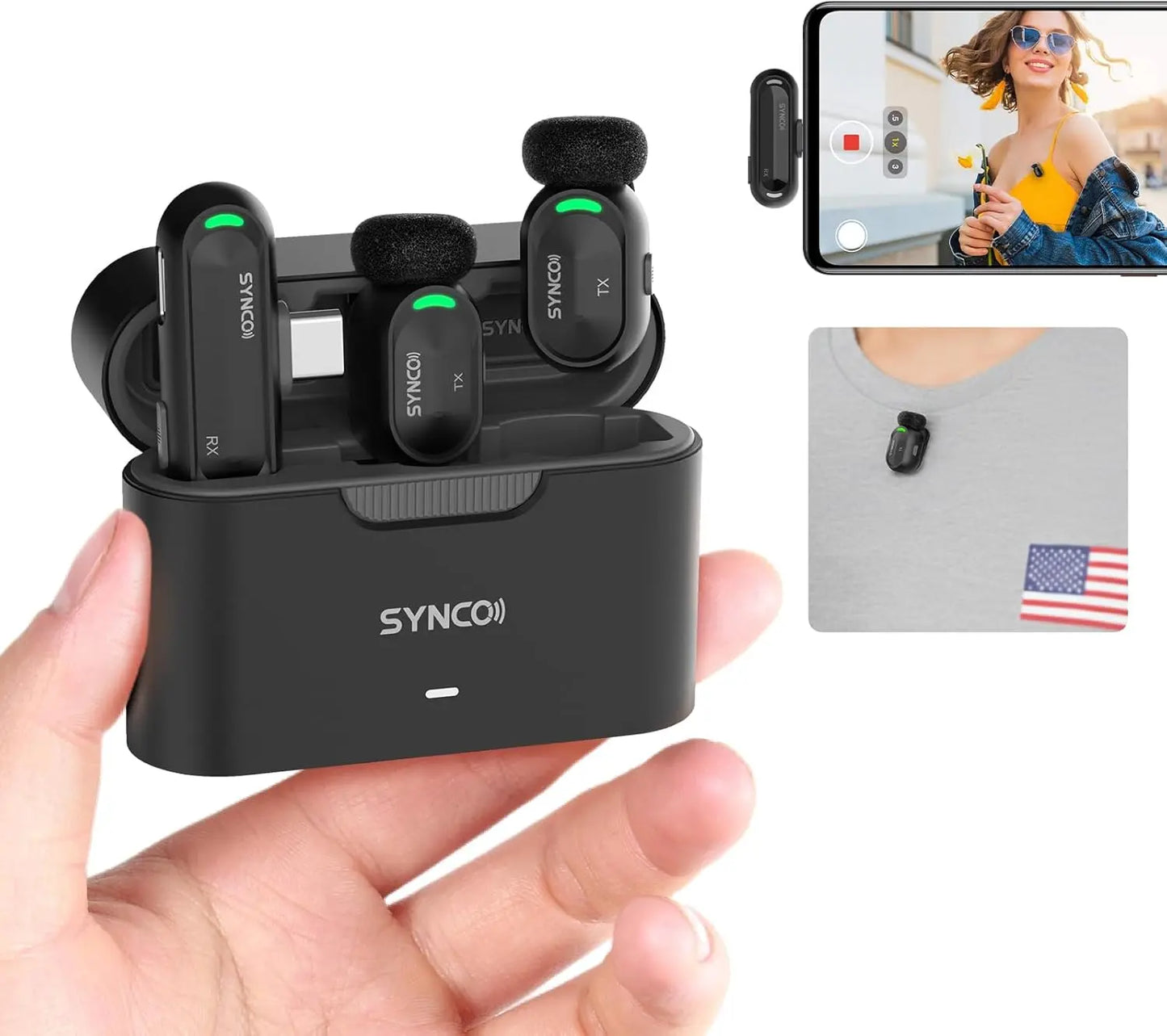 NEW SYNCO Mini Wireless Lavalier Lapel Microphone for iPhone iPad Android Type-C Phone Live Broadcast Audio Video Recording Vlog