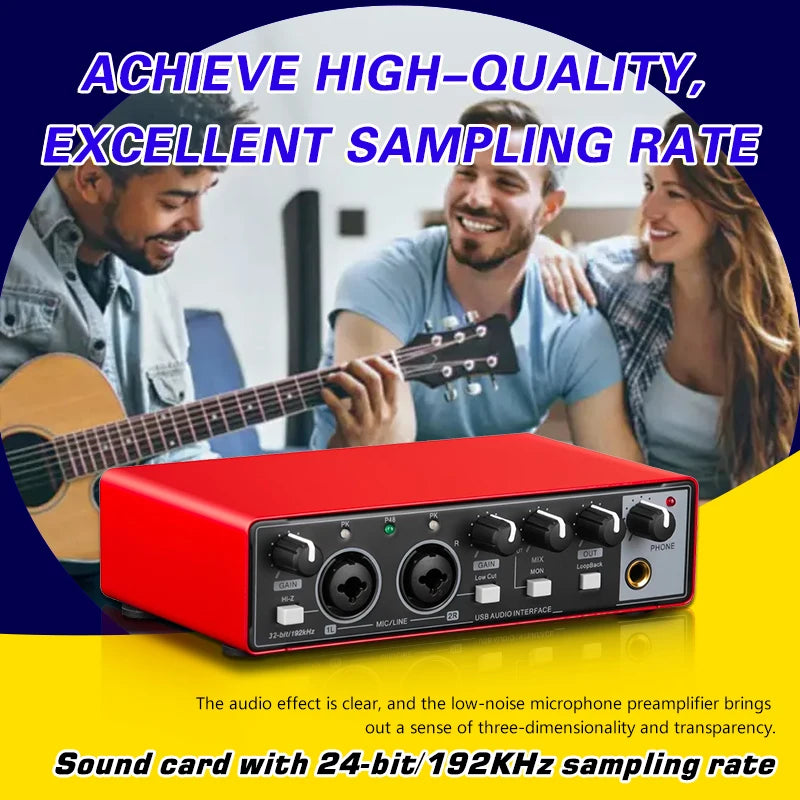 NXG MD21 USB audio interface in red with 24-bit sampling and mic input