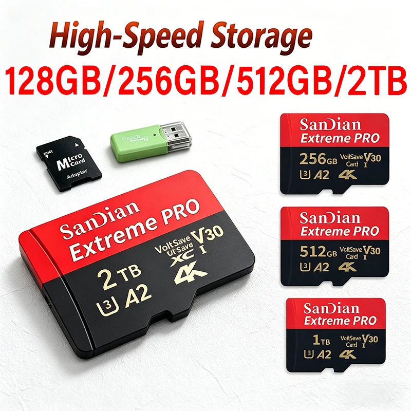 Class 10 U3 V30 Waterproof Memory SD Cards with USB Adapter 128GB 512GB High Speed Micro TF/SD Card for Phone Laptop Camera **Ships from China**