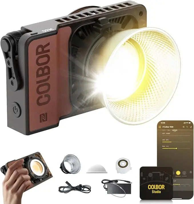 COLBOR W60 W60R W100 W100R 60W 100W COB LED Light Photography Lighting Handheld Portable Pocket Light for Outdoor Shooting SYNCO