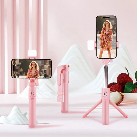 Scalable Phone Selfie Stick With Built-in Fill Light Telescopic Phone Selfie Stick With Built-in Light, Professional Live Stream Multiple Colors