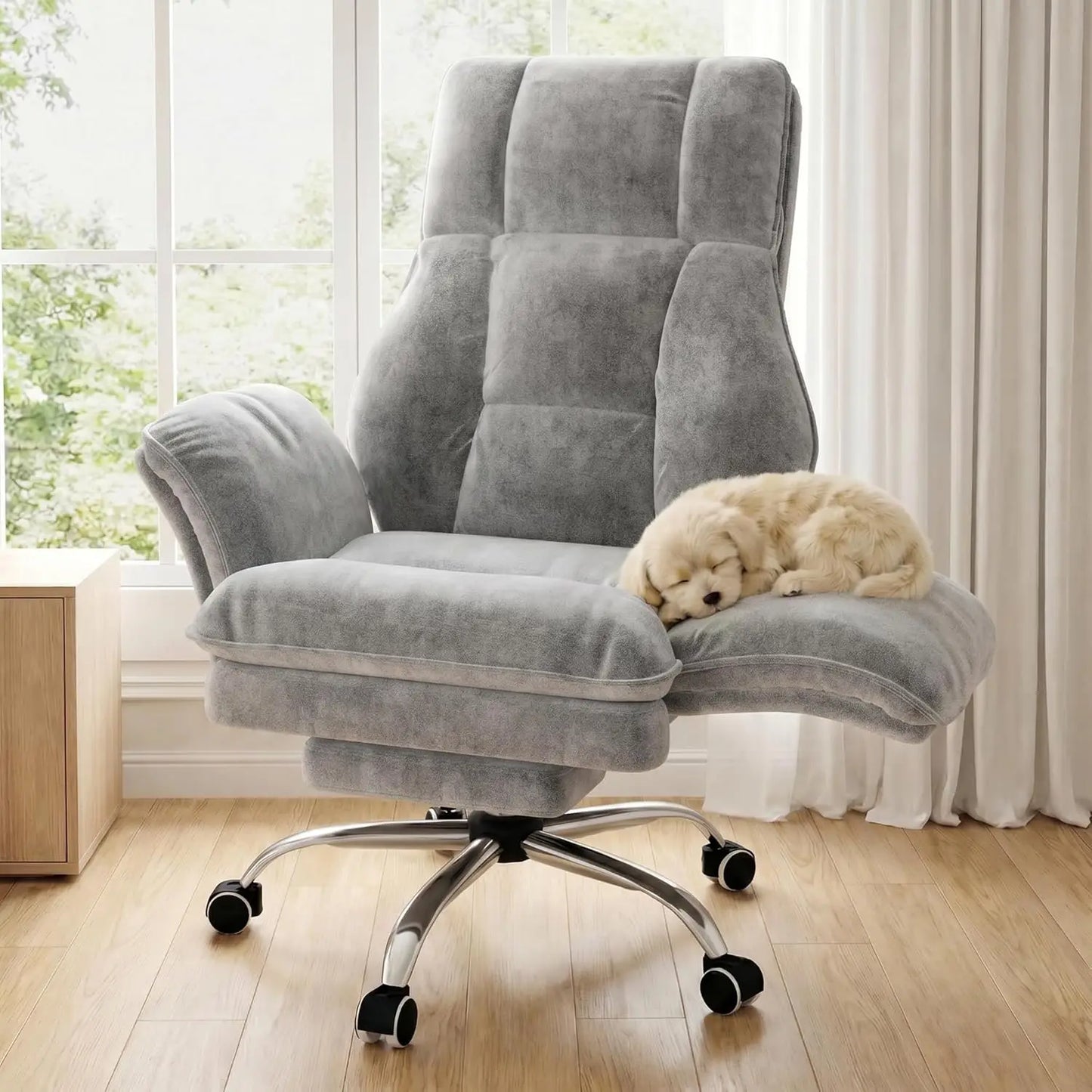 Big and Tall Office Chair, Executive Ergonomic Computer Gaming Chair with Foot Rest, Flip Armrests for Cross Legged, Multiple Colors